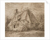 An old thatched cottage with hedge and paling in front by John Constable