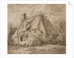 An old thatched cottage with hedge and paling in front by John Constable