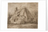 An old thatched cottage with hedge and paling in front by John Constable