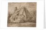 An old thatched cottage with hedge and paling in front by John Constable