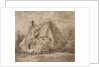 An old thatched cottage with hedge and paling in front by John Constable
