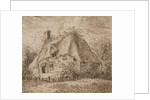 An old thatched cottage with hedge and paling in front by John Constable