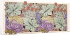 Wallpaper design with bird, flowers and strawberries by Charles Francis Annesley Voysey