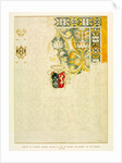 Sketch of a partially coloured-in Spanish leather curtain of the 16th century by William Burges