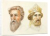 Truro Cathedral, detail of two men's heads, one wearing a gold crown by William Burges