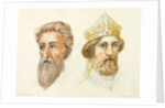 Truro Cathedral, detail of two men's heads, one wearing a gold crown by William Burges