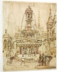 Sketch of a fountain for the City of Gloucester by William Burges