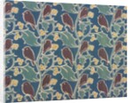 Brown birds perched on holly furnishing fabric by C.F.A.Voysey