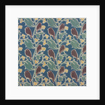 Brown birds perched on holly furnishing fabric by C.F.A.Voysey
