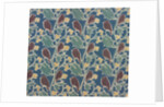 Brown birds perched on holly furnishing fabric by C.F.A.Voysey
