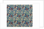 Brown birds perched on holly furnishing fabric by C.F.A.Voysey