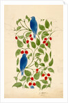 Blue Birds on Berry Bushes, design for textile by C.F.A.Voysey