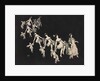 Silhouettes of children dressed as clowns hand in hand with female figures by Anonymous
