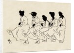 Silhouettes of five figures wearing nightdresses by Anonymous
