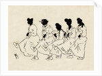 Silhouettes of five figures wearing nightdresses by Anonymous