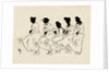 Silhouettes of five figures wearing nightdresses by Anonymous