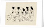 Silhouettes of five figures wearing nightdresses by Anonymous