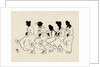 Silhouettes of five figures wearing nightdresses by Anonymous