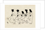 Silhouettes of five figures wearing nightdresses by Anonymous