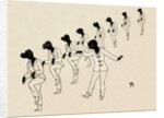 Silhouettes of nine female figures by Anonymous