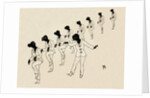 Silhouettes of nine female figures by Anonymous