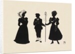 Silhouettes of three figures inlcuding a shepherdess by Anonymous