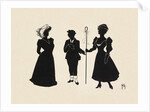 Silhouettes of three figures inlcuding a shepherdess by Anonymous