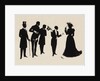 Silhouettes of four gentlemen and a woman in evening  dress by Anonymous