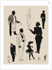 Silhouettes of a range of characters in a variety of costumes by Anonymous