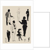 Silhouettes of a range of characters in a variety of costumes by Anonymous