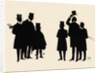 Silhouettes of two groups of three male figures by Anonymous