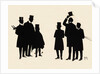 Silhouettes of two groups of three male figures by Anonymous