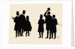 Silhouettes of two groups of three male figures by Anonymous