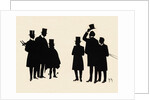 Silhouettes of two groups of three male figures by Anonymous