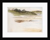 Beach with small coastal village in the background by May Morris