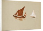 Brown and white sailboats by May Morris