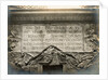 Photograph showing a cast of the inscription on the base of Trajan's Column, in the Victoria and Albert Museum by Anonymous