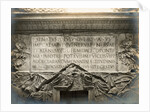 Photograph showing a cast of the inscription on the base of Trajan's Column, in the Victoria and Albert Museum by Anonymous
