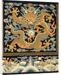 Tapestry with a five-clawed dragon pursuing a pearl amid clouds by Unknown