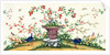 Pair of blue birds pecking around a vase in the centre with birds perching on rock by Unknown