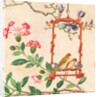 Wallpaper with pair of birds on red bird perch by unknown
