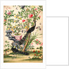 Wallpaper with pair of peacocks and a pot of starfruit by unknown