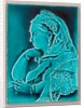 Blue glazed portrait tile of Queen Victoria. by Anonymous