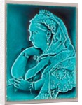 Blue glazed portrait tile of Queen Victoria. by Anonymous