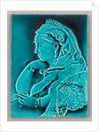 Blue glazed portrait tile of Queen Victoria. by Anonymous