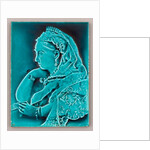 Blue glazed portrait tile of Queen Victoria. by Anonymous