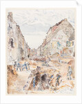 Rue d'Allent, St Omer: Celebrations and Sewer Mending by Thomas Hennell