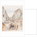 Rue d'Allent, St Omer: Celebrations and Sewer Mending by Thomas Hennell