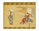 Fan seller and courtesan by Tsunemasa Kawamata