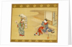 Fan seller and courtesan by Tsunemasa Kawamata